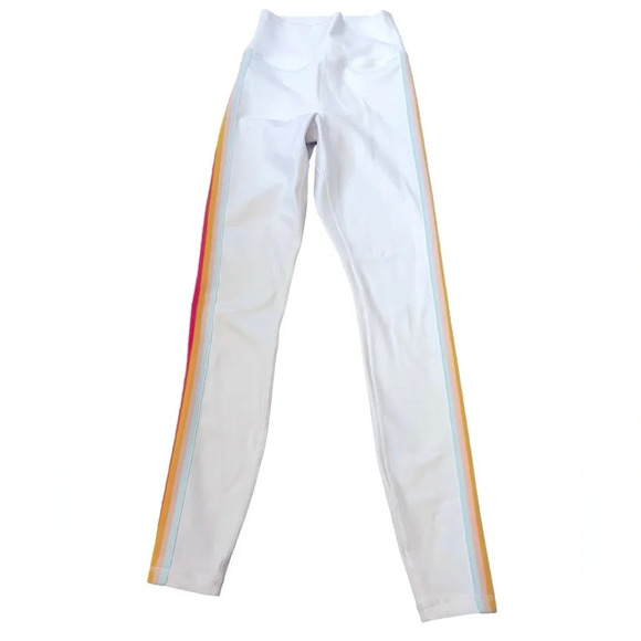 XS spiritual gangster leggings white 7/8 rainbow stripe in excellent condition - Picture 5 of 7